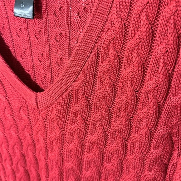 Valentine Jessica Howard 1X Red Cable Knit Sweater Dress – A-Line Midi - Picture 2 of 5